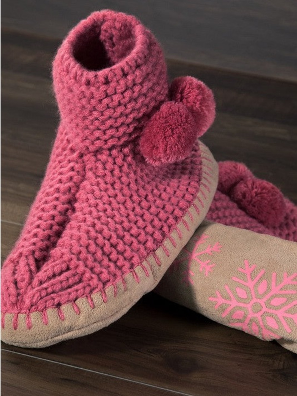 NWT Ruggine Mauve Boho Knit Crocheted Slippers  L/XL
